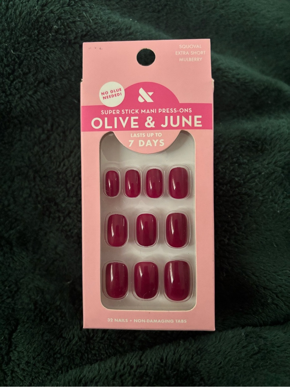 Olive & June Press On Nails - The Super Stick Mani - Deep Red (Mulberry)
